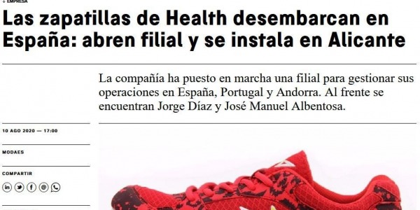 Las zapatillas de Health desembarcan en España: abren filial y se instala en Alicante
